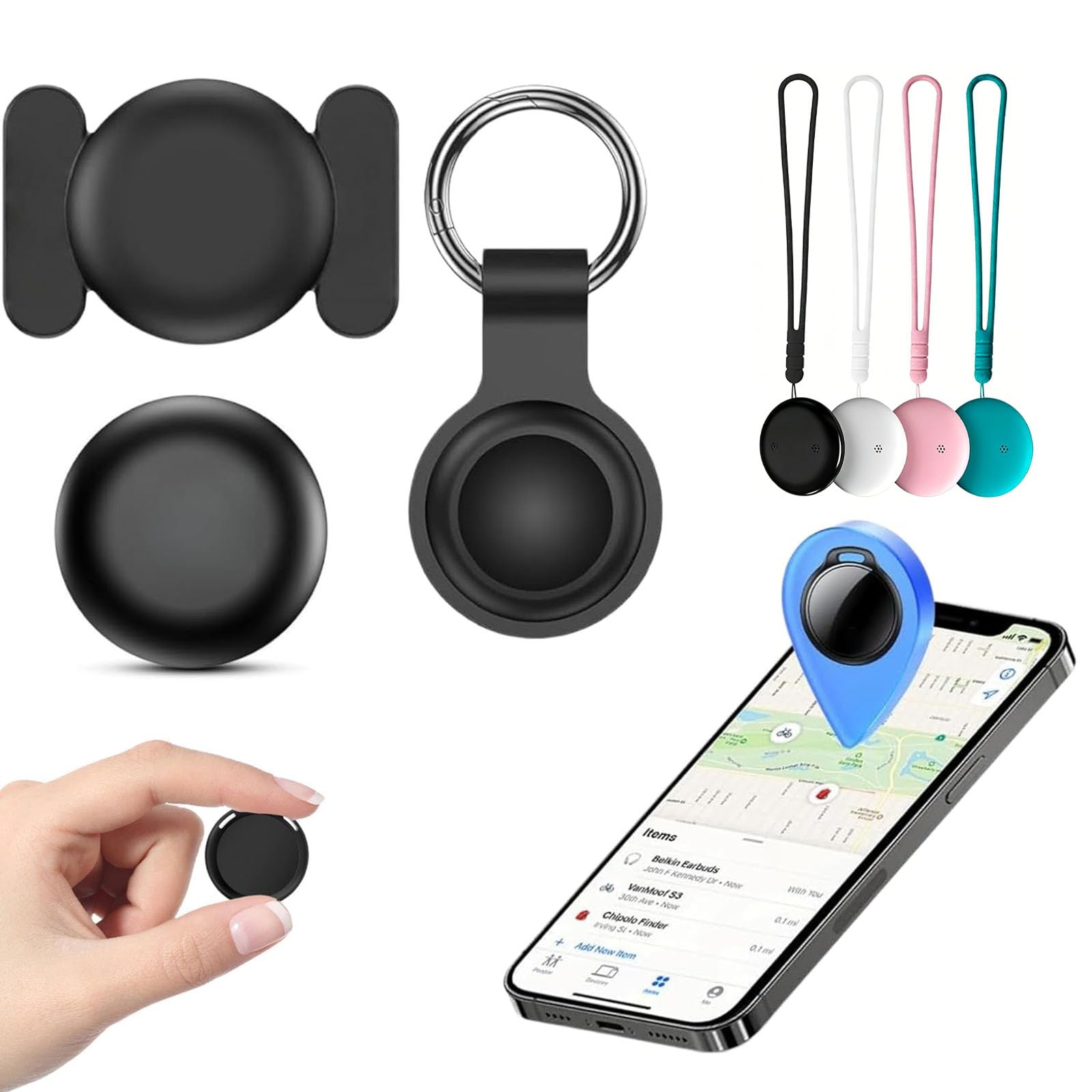 Vitivie Tracer GPS, Vitivie GPS GP90 Tracker Bluetooth Anti-Perte, Traceur Intelligent pour Clés Animaux Et Portefeuilles - Compatible avec L'application Find My D' Apple/Android (Noir)