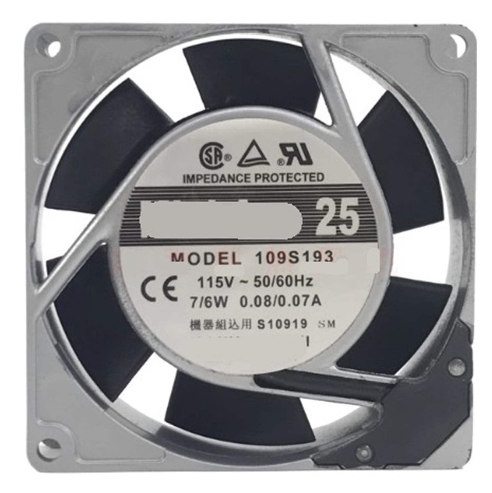 YMUGUEGH 109S193 AC 115V 0.08/0.07A 90x90x25mm Cooling Fan