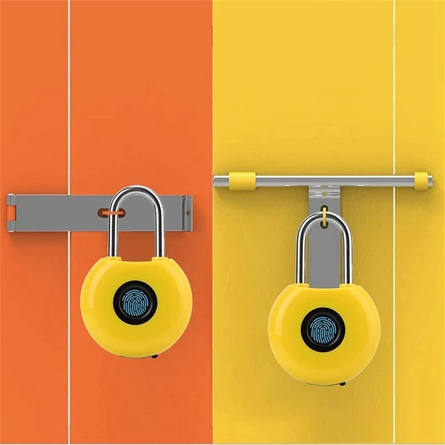 Candado de Huellas Dactilares, candado Inteligente con Llave, Resistente al Agua, Adecuado for Gimnasio, Deportes, Bicicleta, Escuela y Cerca, Amarillo