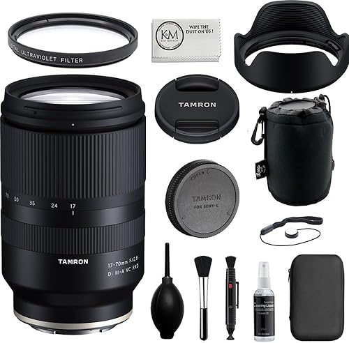 Tamron 17-70mm f/2.8 Di III-A VC RXD Zoom Lens Compatible with Sony E Mount (APS-C) Bundled with 67mm UV Filter + Lens Pouch + Deluxe Cleaning Kit +