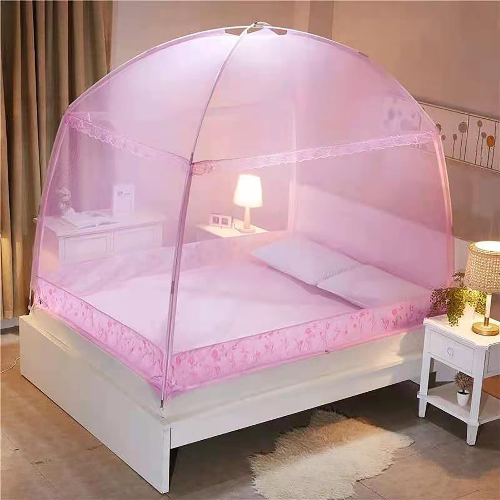 Tenda Zanzariera Pieghevole per Baldacchino del Letto, Zanzariera Pop Up, Zanzariera Pieghevole Portatile per Campeggio all'aperto Camera da Letto,D,180X220cm