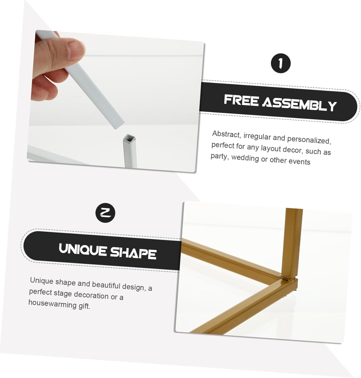 Cabilock 1pc Iron Wedding Adornment Irregular Stereoscopic Home Office Decoration Creative Geometric Design for Events Removable Rectangular Frame for Wedding Sign Display