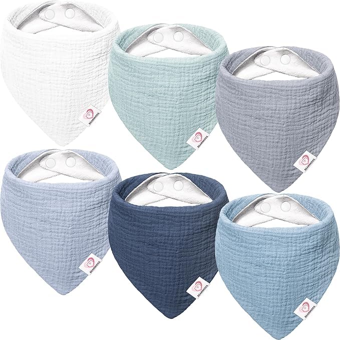Image of Bearmoss 8 Pack Muslin Baby Bibs for Drooling and Teething, Soft Bibs for Girls, Boys, Newborn