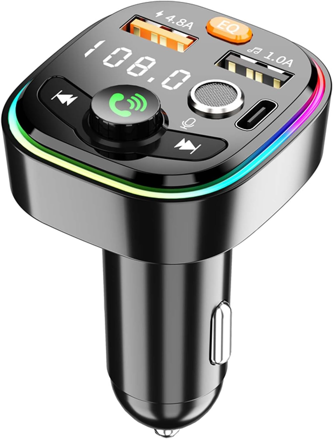 Car Bluetooth FM Transmitter 5.0 – High-Fidelity Audio, Super Fast Charging (Type-C PD20W + USB QC3.0), 7-Color RGB Light, Voice Navigation, U Disk MP3 Play, Universal for Sedan, SUV, Truck Drivers Car Bluetooth FM Transmitter 5.0 – High-Fidelity Audio, Super Fast Charging (Type-C PD20W + USB QC3.0), 7-Color RGB Light, Voice Navigation, U Disk MP3 Play, Universal for Sedan, SUV, Truck Drivers