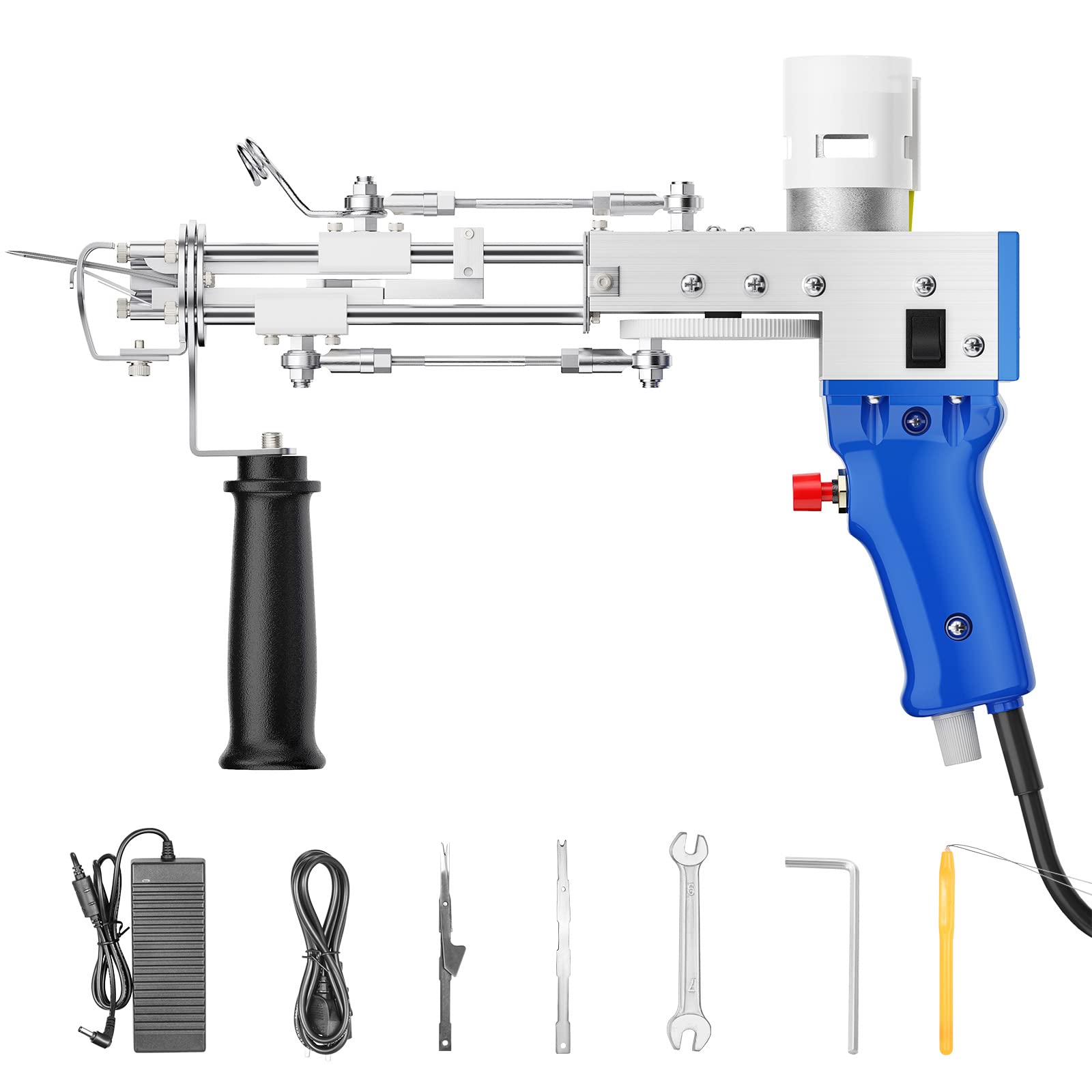 Tufting Gun 2 en 1,Hlieeosfcn Pistolet à touffeter 2 en 1 (pile coupée et pile bouclée) Pistolets électriques pour tapis, machine à tricoter pour tissage de tapis, cadeau pour bricolage