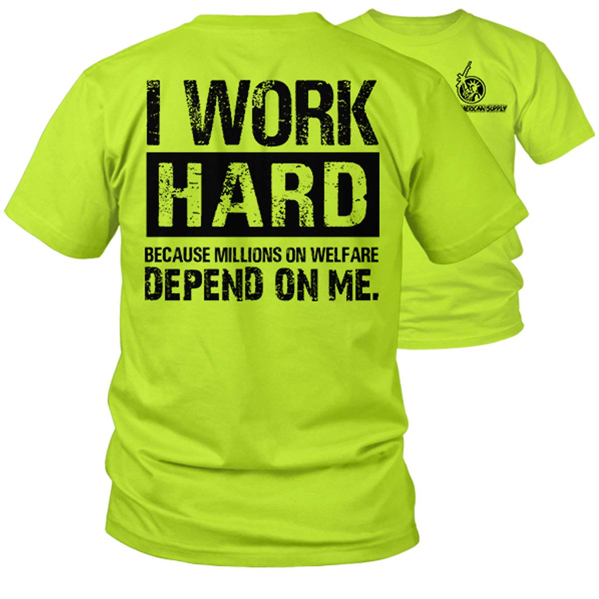 Armed American SupplyWelfare - Hi Vis Safety Yellow Funny Construction Work Shirt