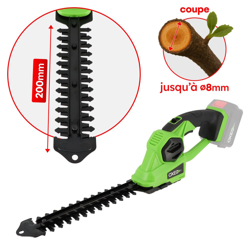 Cisaille à gazon - sculpte buisson taille haie sans fil 2en1 18V - 2 lames - Avec batterie 4Ah et chargeur super rapide 4A