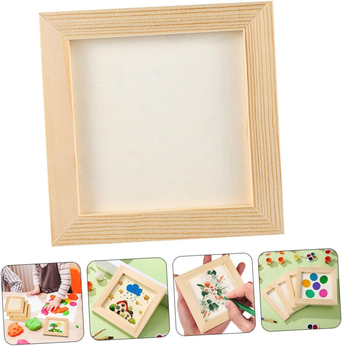 DOITOOL 5 Pcs Paintable Wood Craft Picture Frames for Kids DIY Projects