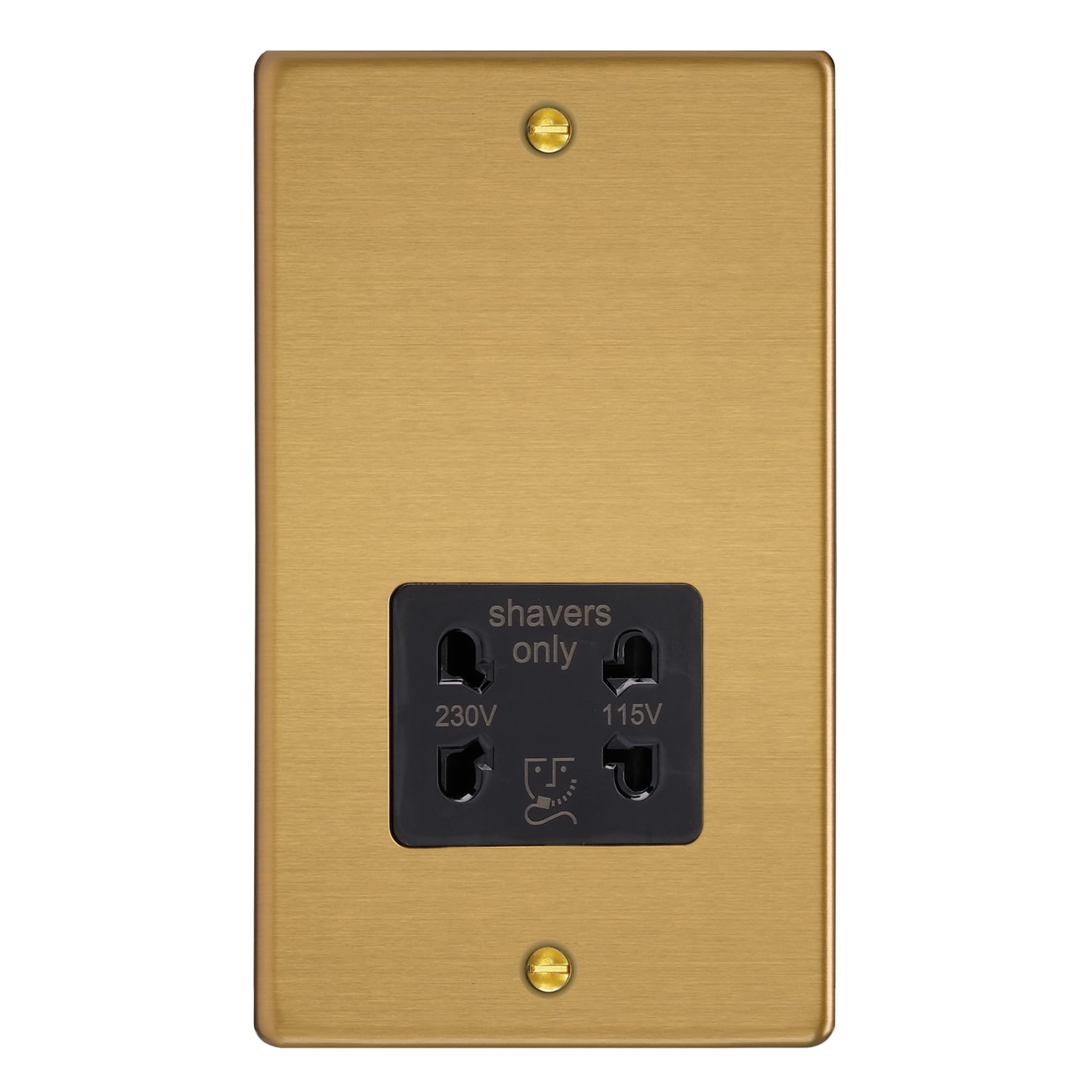 Varilight Brushed Brass Dual Voltage Shaver Socket 230V/115V