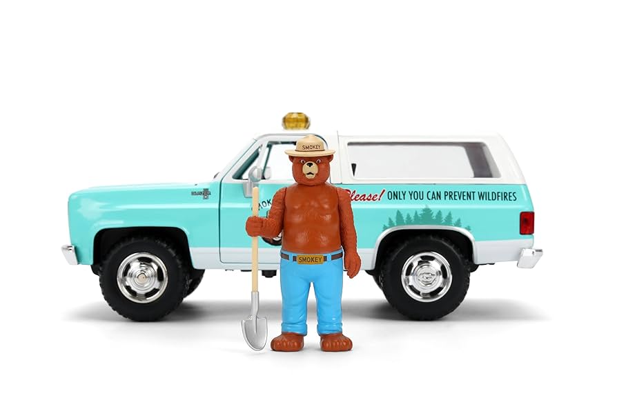 JADA 1980 シボレーブレーザー & スモーキーベアー・フィギア Amazon.com: Jada Smokey Bear 1980 Chevy Blazer Die-Cast Car