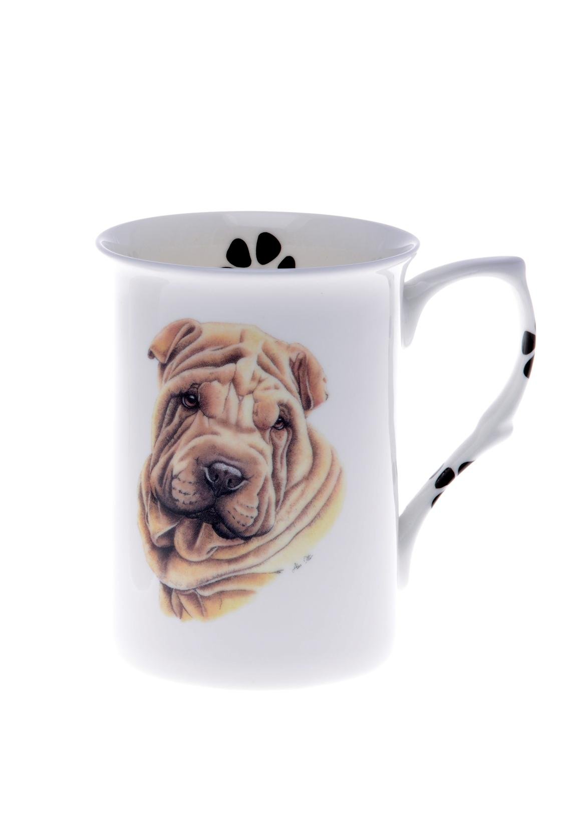 (BB63) SINGLE BONE CHINA BEAKER/ MUG/CUP SHAR PEI, Hand decorated Kirsty Jayne China