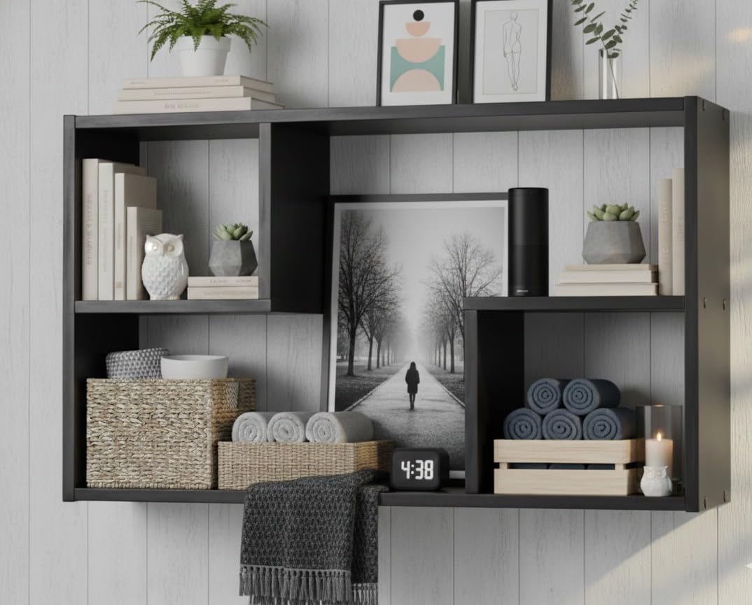 Wooden Floating Wall Shelf – Rectangular Open Storage Unit-picture-21