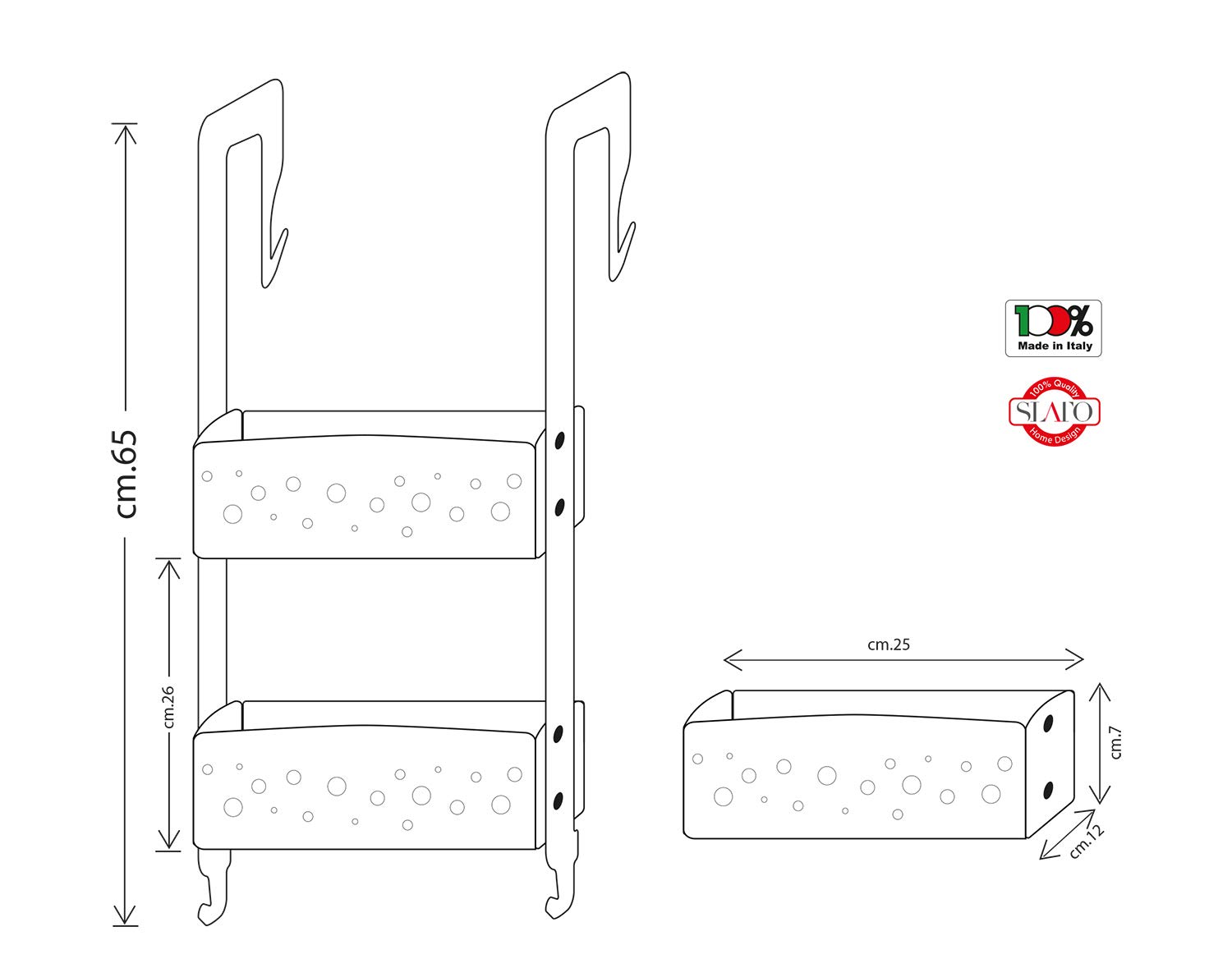 Slato Mensola doccia da appendere in cristallo acrilico trasparente - portasapone MELIA (65x25x12)