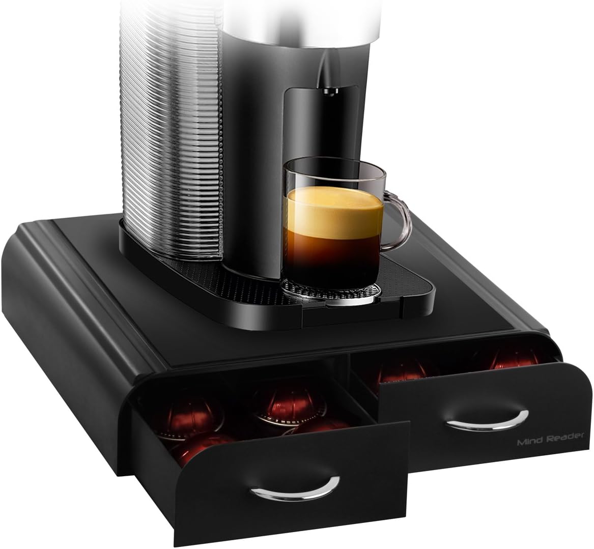 Mind Reader VUETRYAC-BLK-AC "Anchor"Coffee Pod Storage Drawer for Tassimo T-Discs,Vertuoline Nespresso Capsules- Black