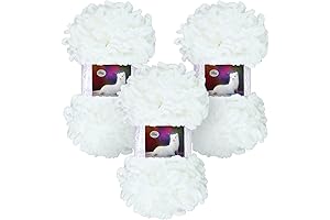 3 Rolls White Looped Finger Blanket Yarn for Fluffy Hand Knitting Crafts