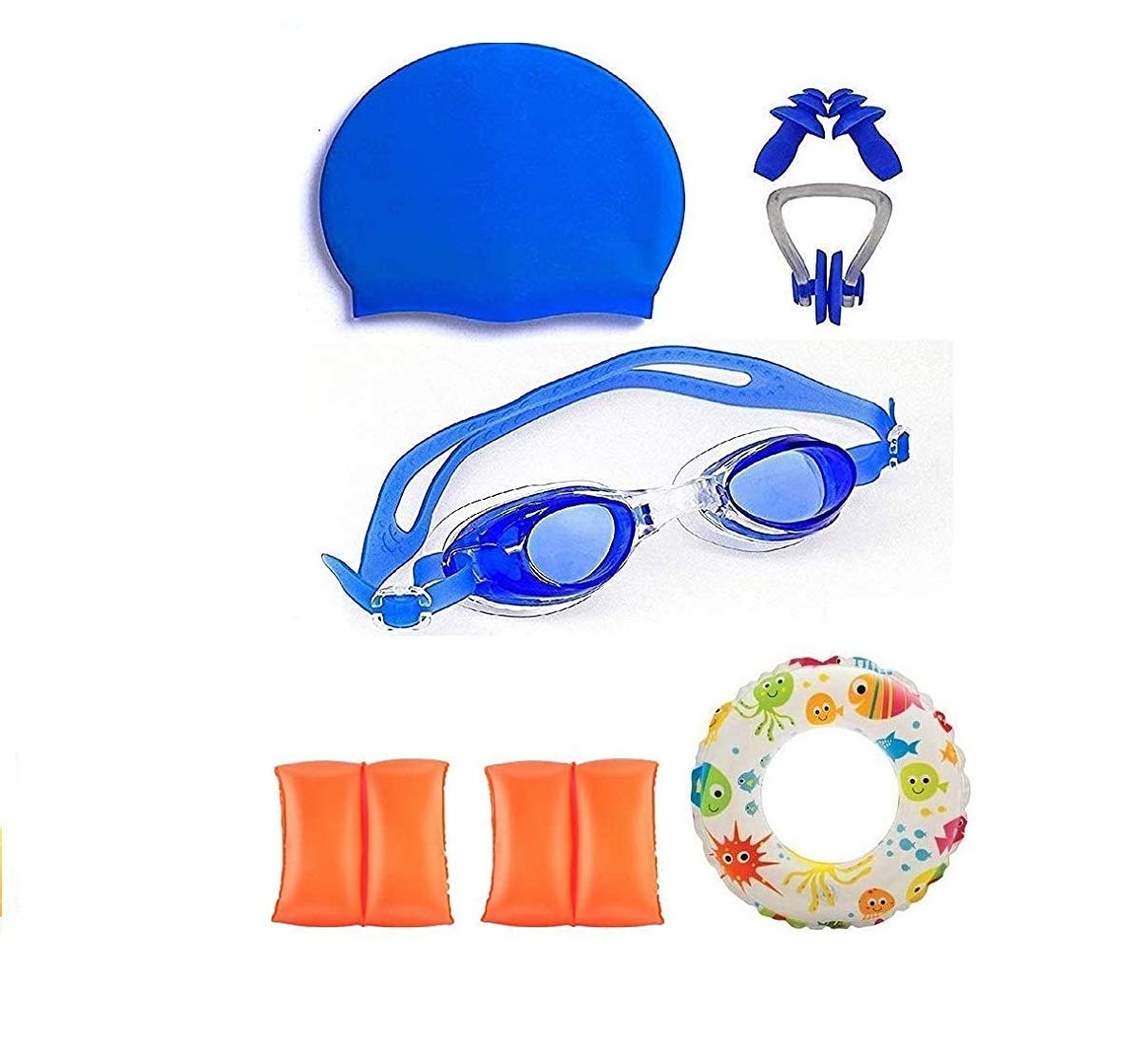 MORIKUS Boys/Girls/Kids Swimming Kit Combo Pack (Color/Design May Vary) Swimming Goggles Silicone Swimming Cap 1 Nose Clip 2 Ear Plugs with Swimming Ring + Swimming Arm Band Floats (6-8 Years) (B08ZJG5FBS) Amazon Price History, Amazon Price Tracker