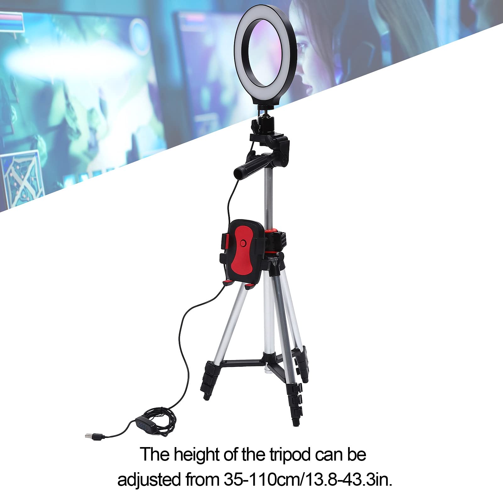 6,2-calowa lampa pierścieniowa LED Możliwość przyciemniania Światło wypełniające do fotografii ze statywem Uchwyt na telefon do vlogowania Makijaż Przesyłanie strumieniowe S