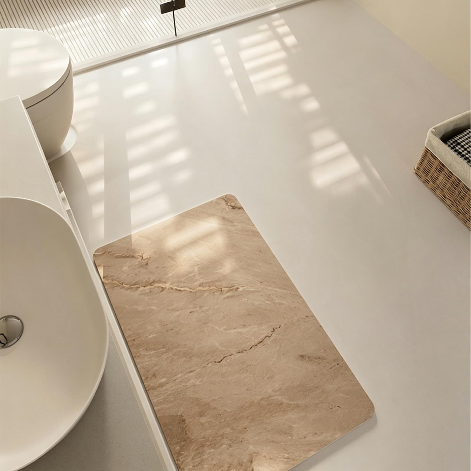 Generico Tappeto Bagno Motivo Marmo Imitazione,Assorbenti per Decorazione Domestica,B,60x90cm(24x35inch) | Antiscivolo, ad asciugatura rapida