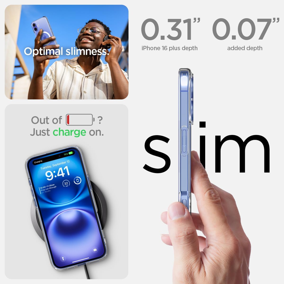 Spigen for iPhone 16 Plus Case, Ultra Hybrid MagFit [Anti-Yellowing] [Compatible with Magsafe] - Clear - Image 8