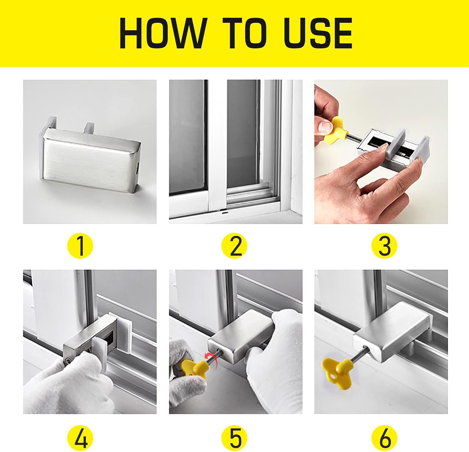 2 Pack Sliding Window Security Locks with Keys, Aluminum Alloy Window Wedge Safety Lock, Windows Guard Stopper, Anti Theft Children Door Frame Stop Bars for Home and Office Child Safety