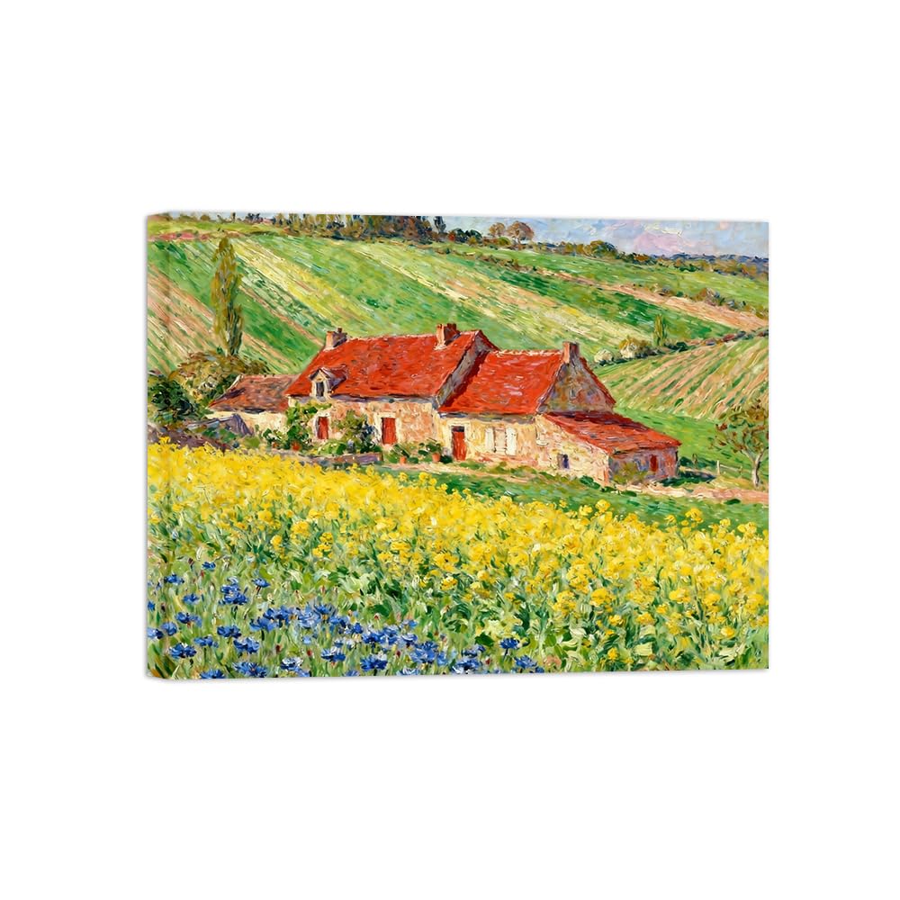 OZPWBVY Flowers House Landscape Canvas Wall Art Picture 60x80cm Framed