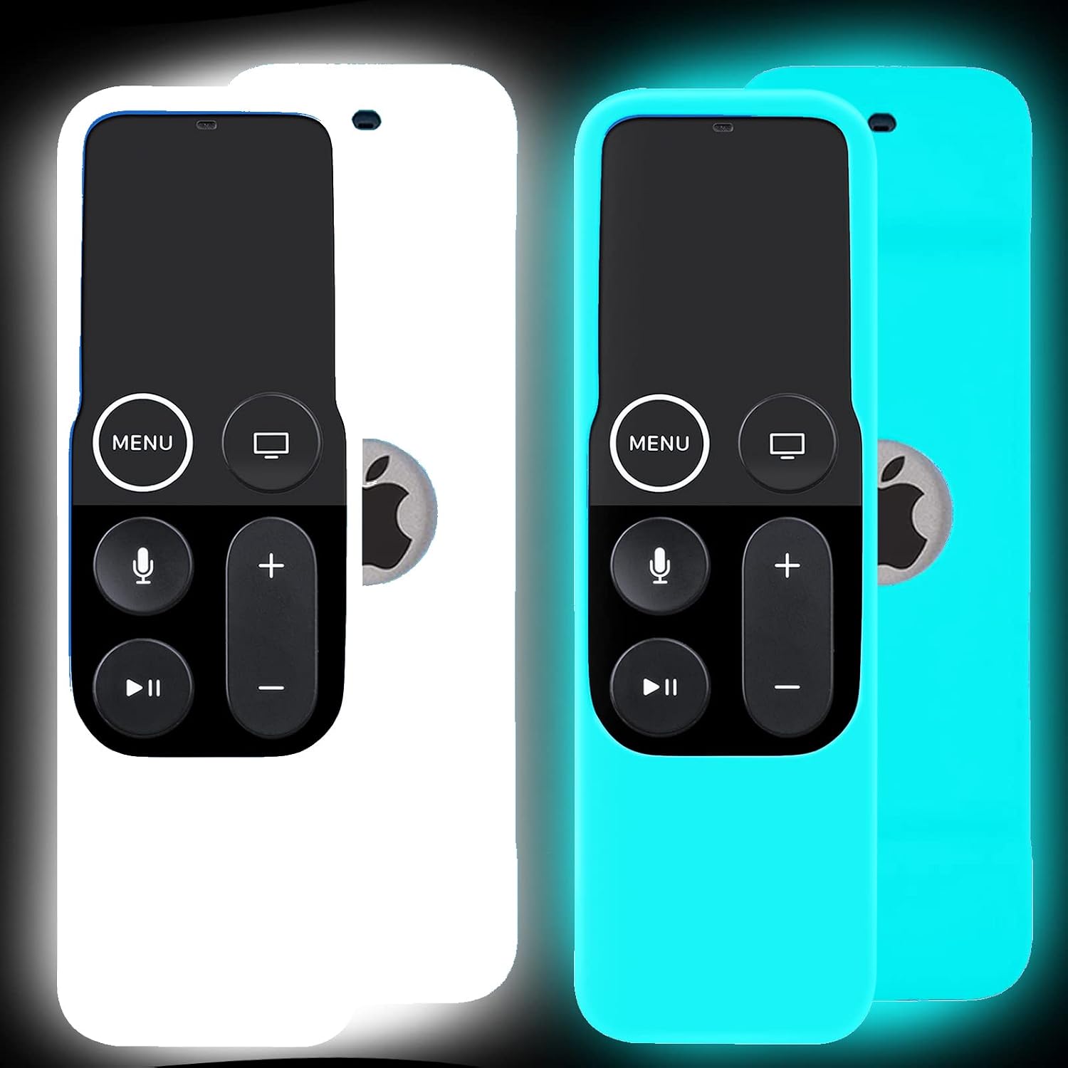 2 Pack Case Glow in The Dark Compatible with Apple TV 4K/ 4th Gen Remote Light Weight Anti-Slip Shock Proof Silicone Cover for Controller for Apple TV Siri Remote - Glow Blue