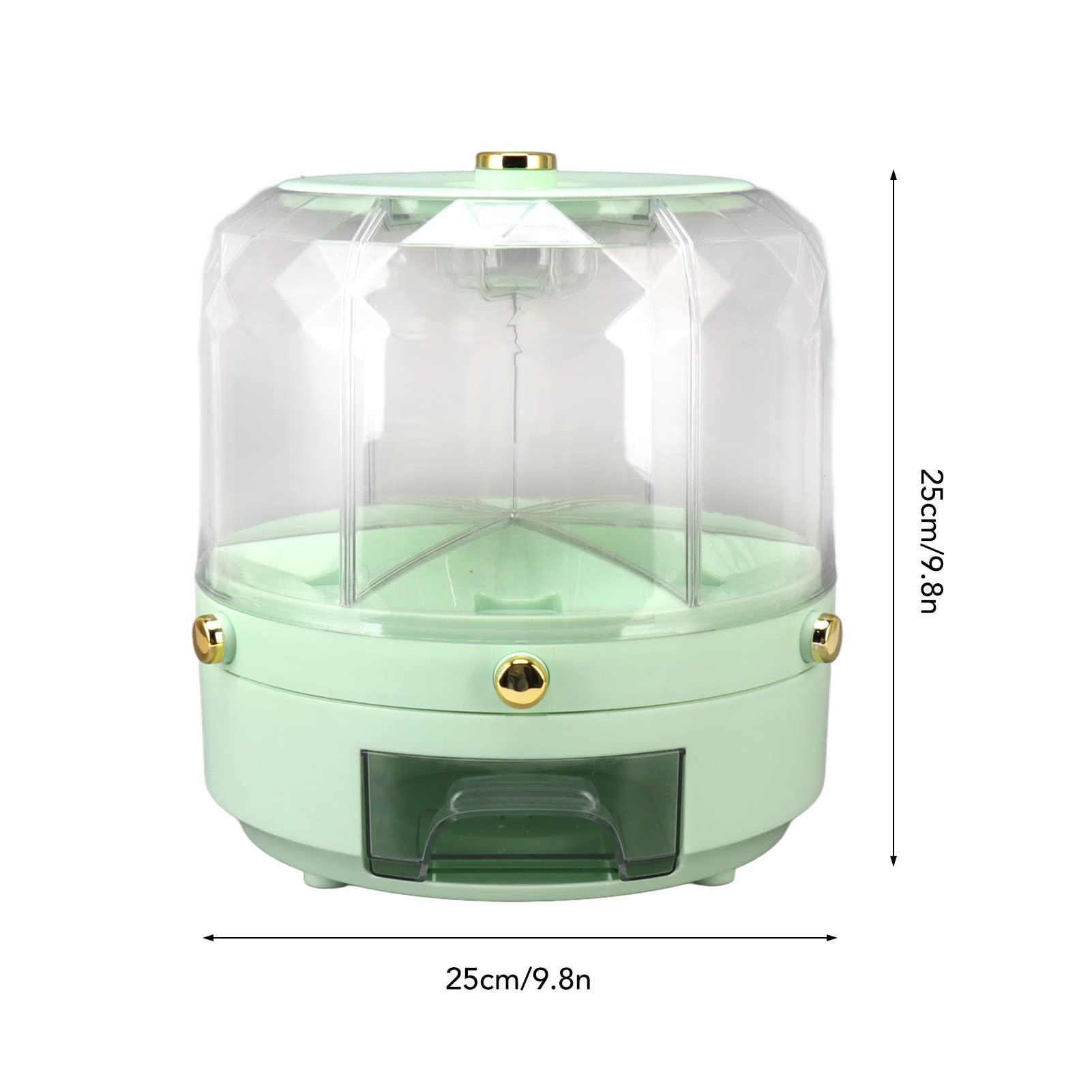 Dyspenser do ryżu, 6 Grid 6KG 360 Degree Rotatable Grain Container Dry Food Dispenser with Lid, Individual Button, Clear Cereal Dispenser Bucket for Home Kitchen Pantry Soybean (Zielony)