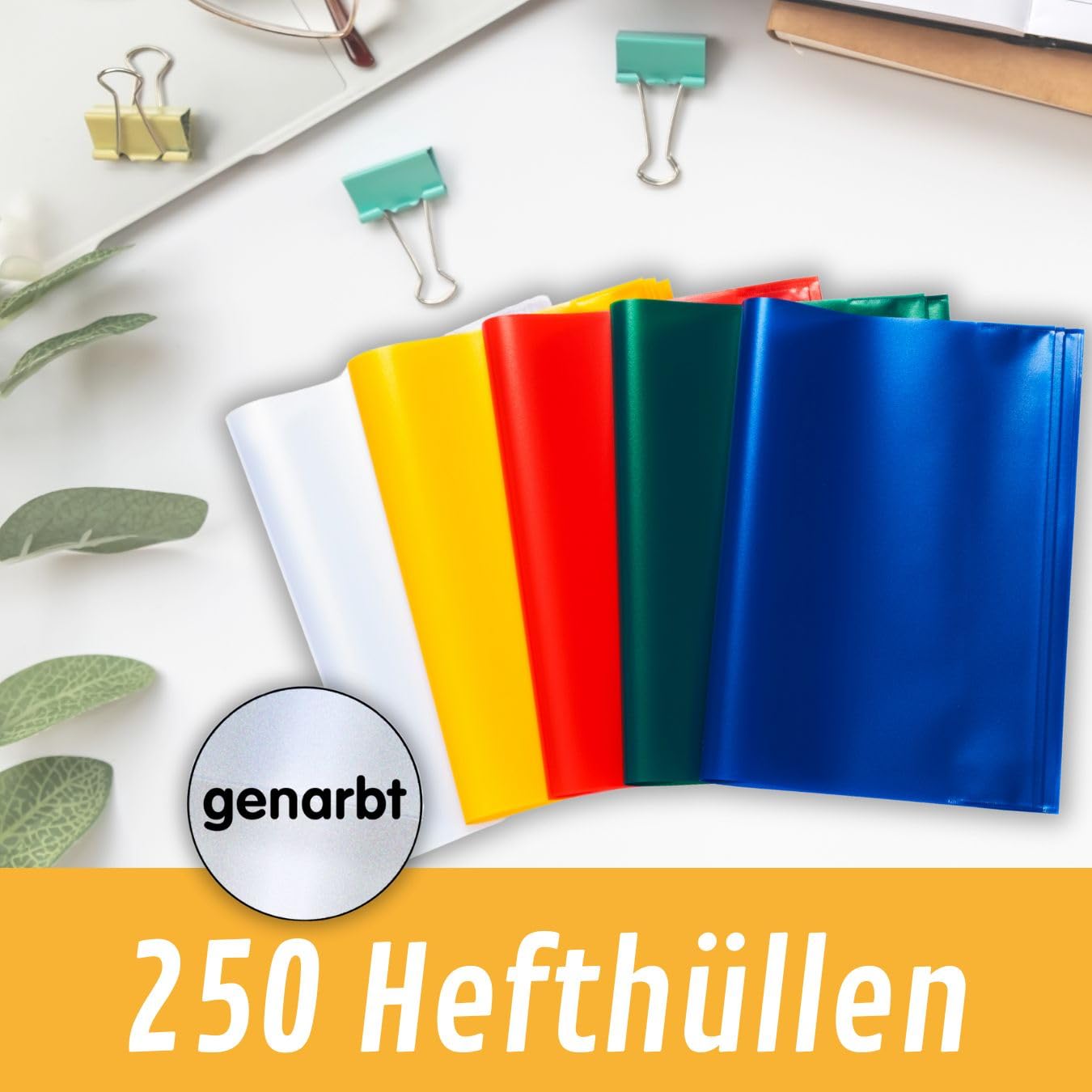 perfect line 250 copertine DIN A4, 5 colori, copertina per quaderni trasparente, copertina per quaderni in polipropilene riciclabile, resistente ai documenti (10 set da 25 pezzi)