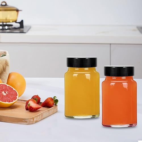 Miniatura 6 de Botellas pequeñas de vidrio transparente de 2 onzas con tapas, 12 botellas de boca ancha con tapas para chupitos de jengibre, jugo, poción,