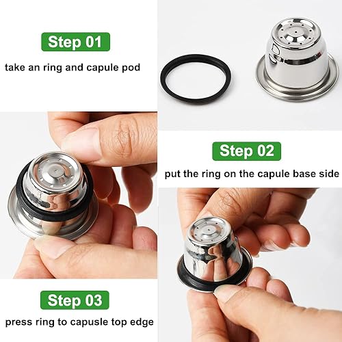 Miniatura 10 de Cápsulas reutilizables para Nespresso OriginalLine, 6 cápsulas de café recargables de acero inoxidable compatibles con máquinas Nespresso Original