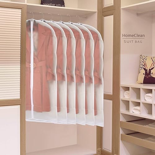 Vista 47 de Bolsas de ropa para colgar ropa, bolsa de traje transpirable (juego de 12) fundas con cremallera, bolsas de ropa de PEVA, bolsas impermeables