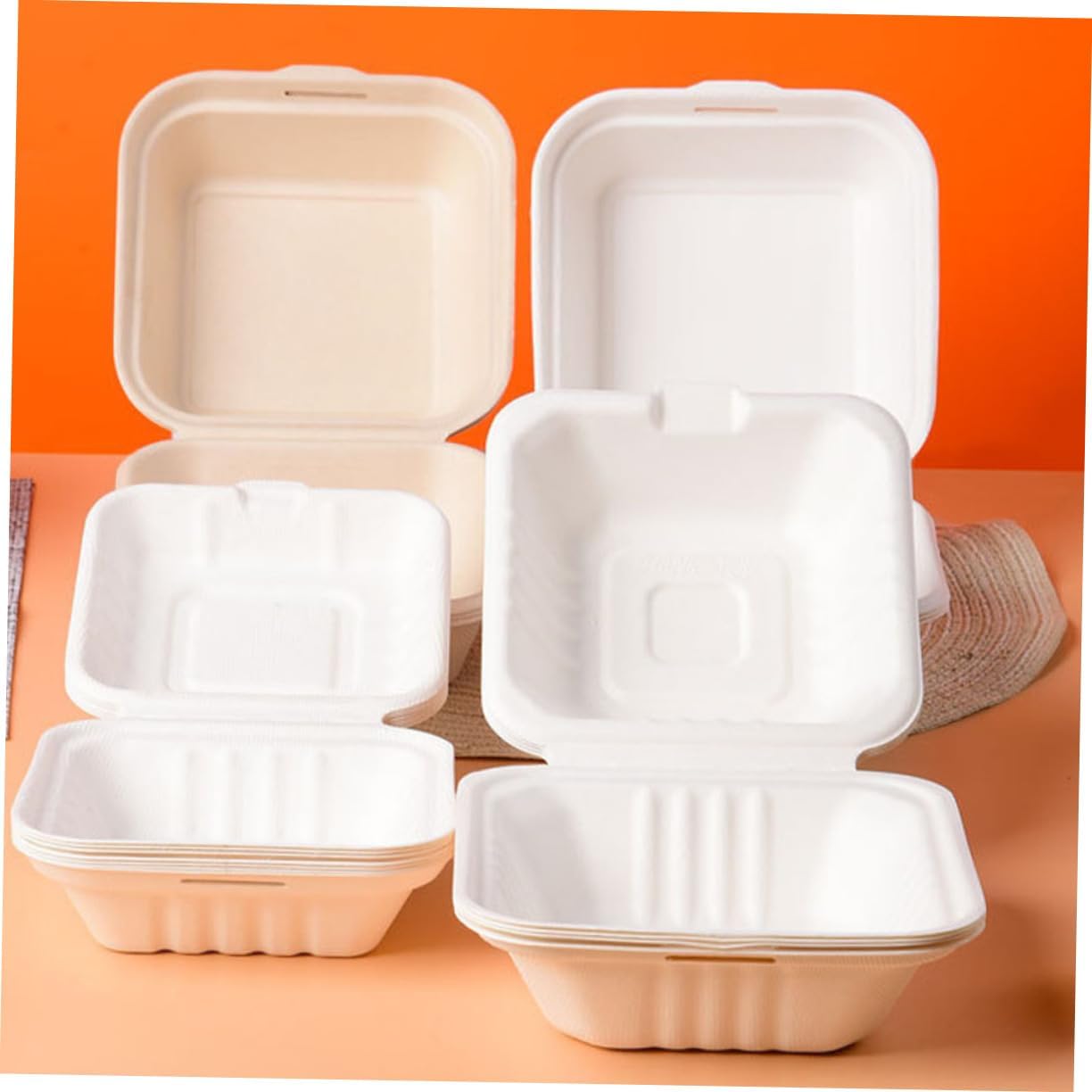 20Pcs Portable Disposable Take Out Containers Multi Function Food Storage Boxes Safe Cane Syrup Material Capacity for Lunch for Takeout Supplies