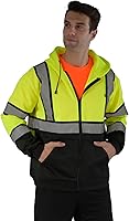 Vista 65 de sesafety Sudadera de seguridad de alta visibilidad para hombre, sudadera con capucha reflectante con cremallera clase 3, sudadera con capucha