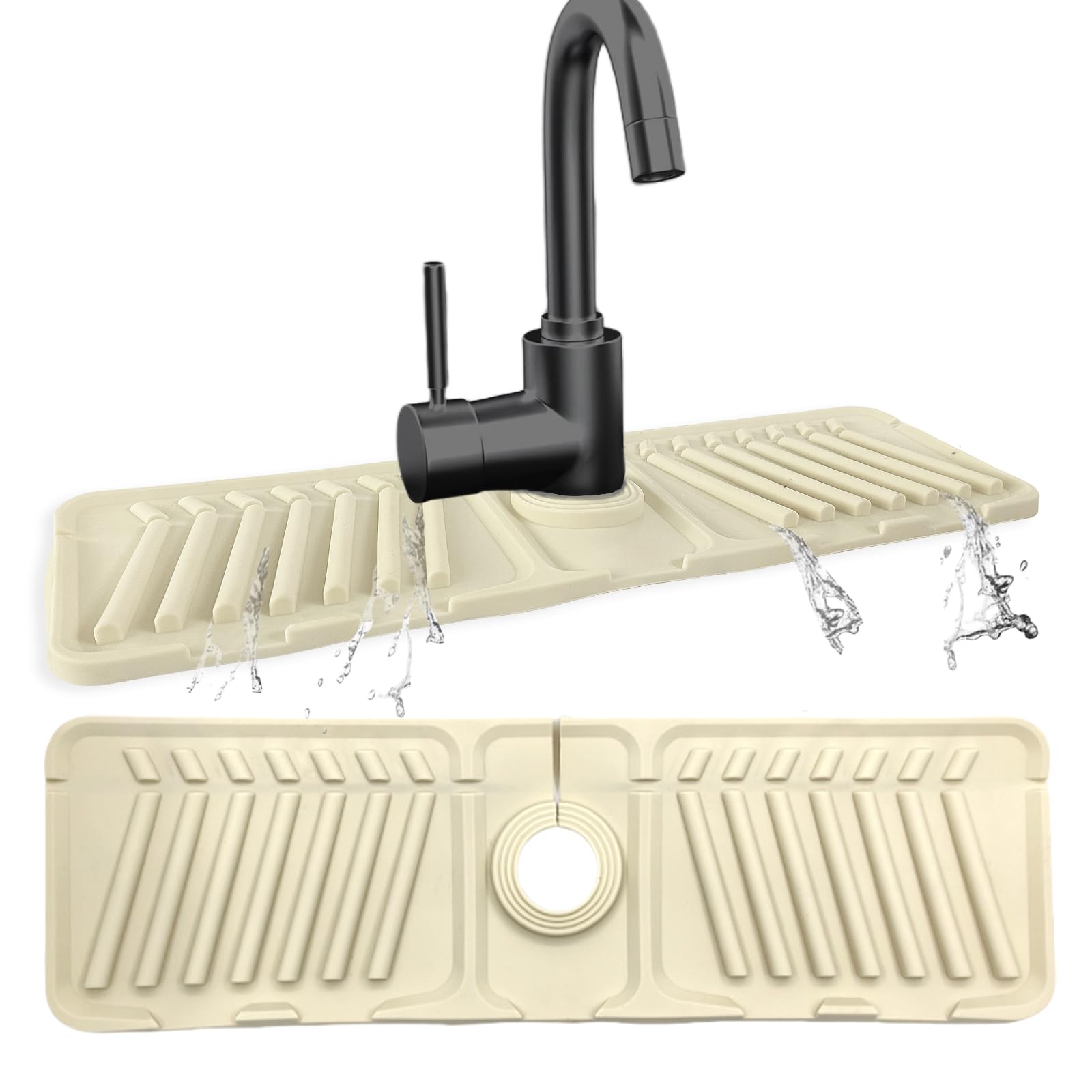 Paraspruzzi Per Rubinetto Cucina In Silicone - 44x14 Cm, Nero, Fori Tagliabili - Foto 11