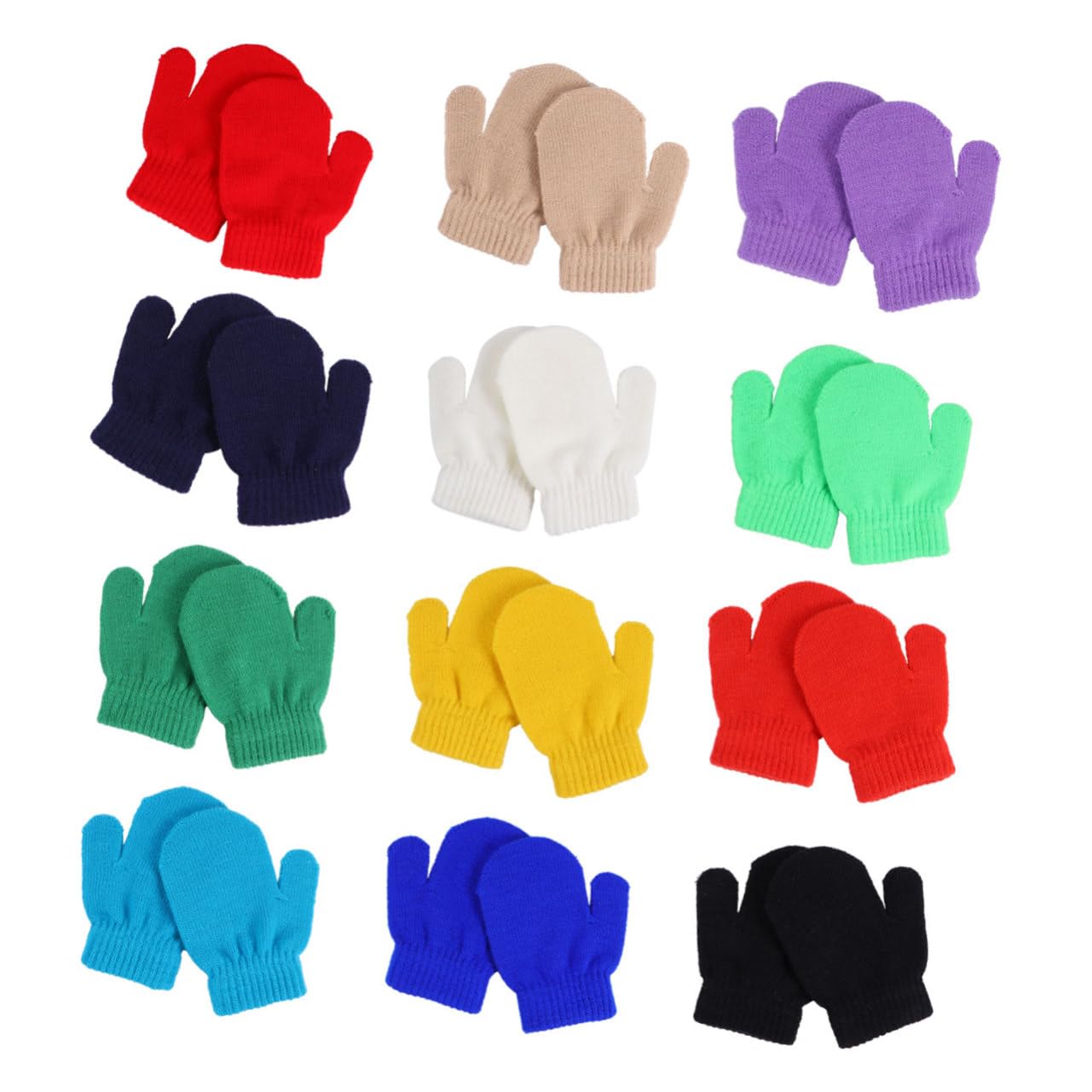 INOOMP 12pares Guantes Calientes Para Invierno De Punto Elástico y Color Liso Para Actividades Al Aire