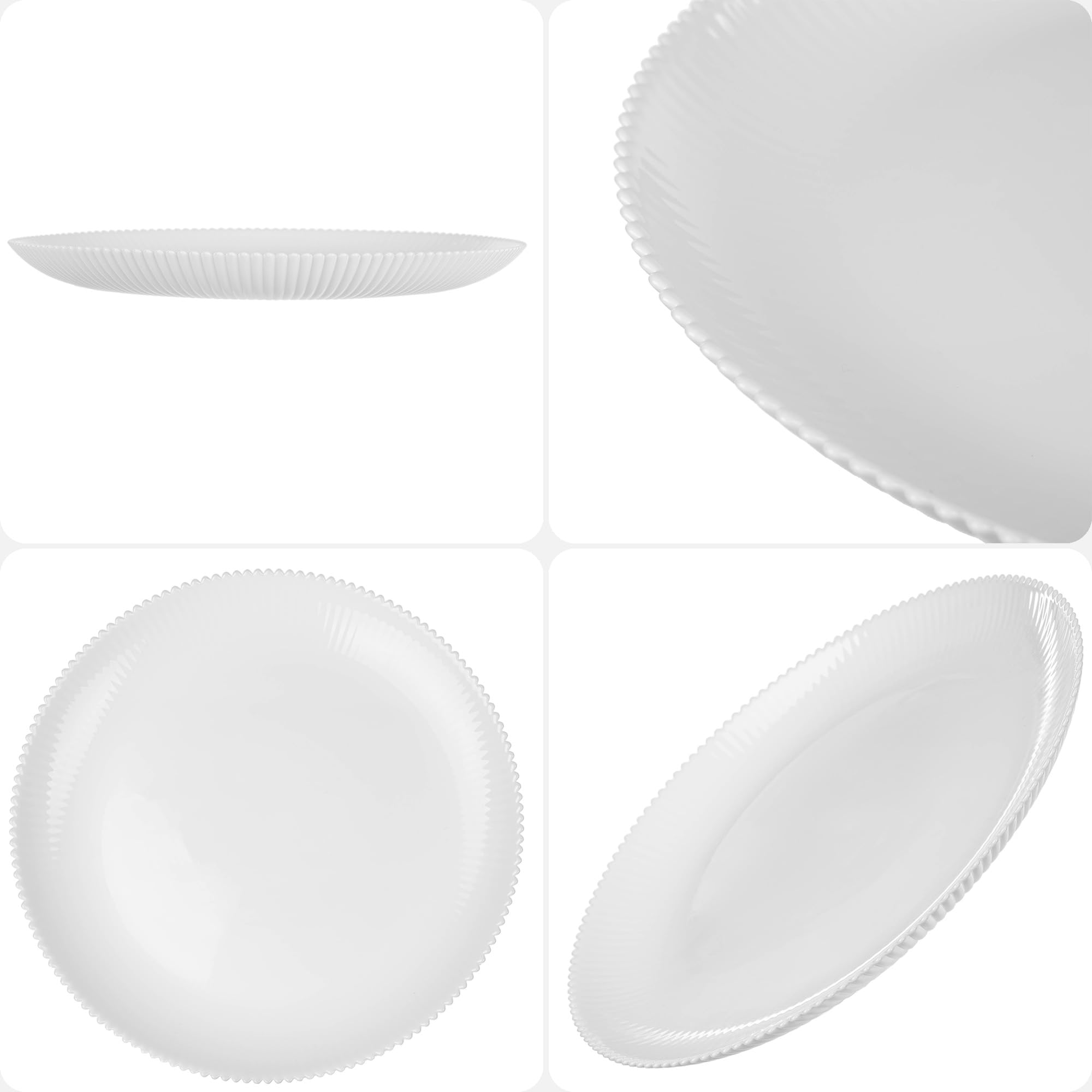 KADAX Geschirrset für 6 Personen, 18-teilig, weiße Tafelservice aus Opalglas mit Suppenschalen, Speisetellern & Desserttellern, Spülmaschinenfest (Weiß XL)