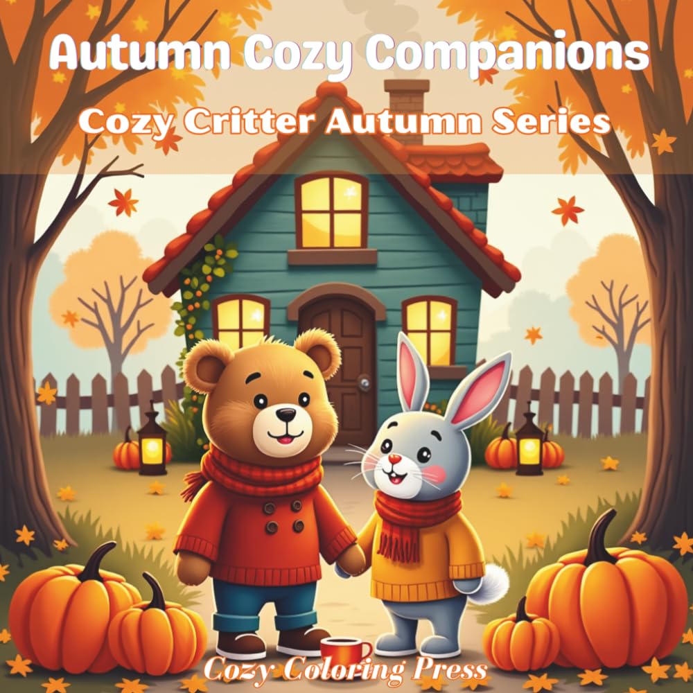 Autumn Cozy Companions : A Bold & Easy Coloring Book for Adults Featuring Cute Animals in Cozy Autumn Friendship Moments, Designed for Relaxation (Cozy Critter Autumn Series)