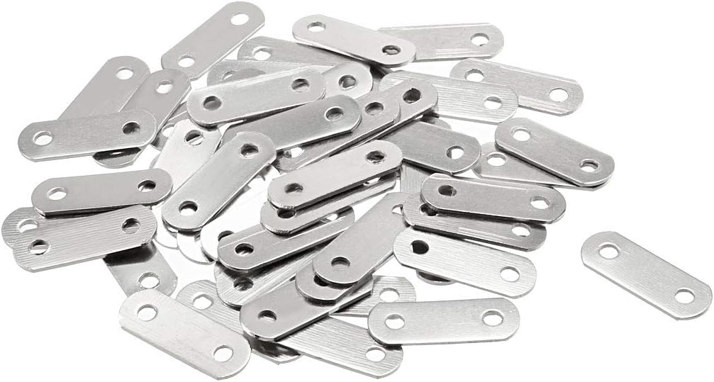 uxcell Repair Plate, 23mmx8mm, Flat Fixing Mending Corner Brace Bracket Connector, Pack of 50