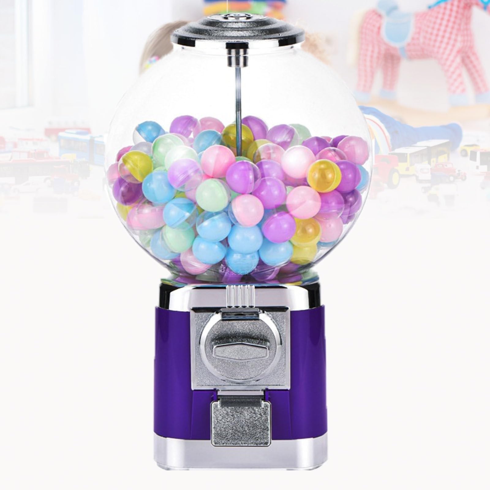 NZVZGKTNTW Gumball Machine,1.26in Ball Bulk Vending Machine W/Key Classic Bubble Capsule Toys Dispenser, Automatic Capsule Vending Machine For Retail Stores(Purple)