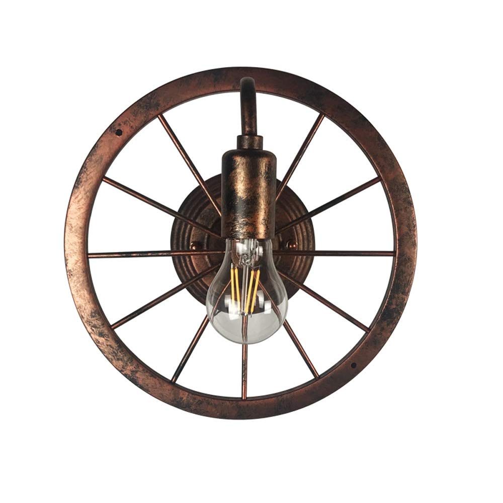 OZBMA Wall Mounted Light Retro Loft Creative Wheel E27 Lamp Sconces Industrial Restaurant Cafe Hallway Corridor American Vintage Wrought Iron Antique Lights Reading