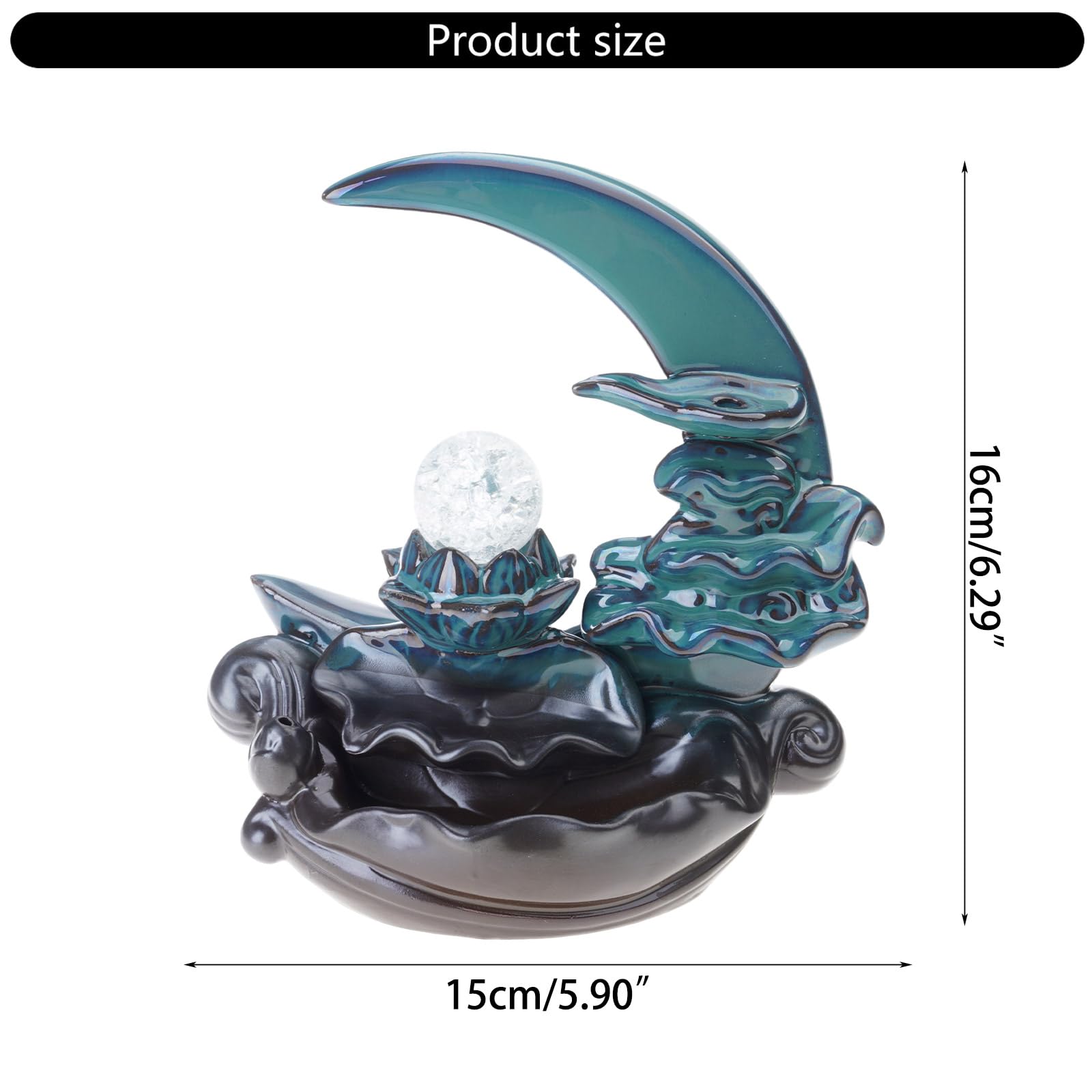 Bruciatore incenso lunare, bruciatore incenso a Cascata in Ceramica, Supporto per riflusso per aromaterapia, Ornamento per la casa, Supporto per riflusso a Cascata