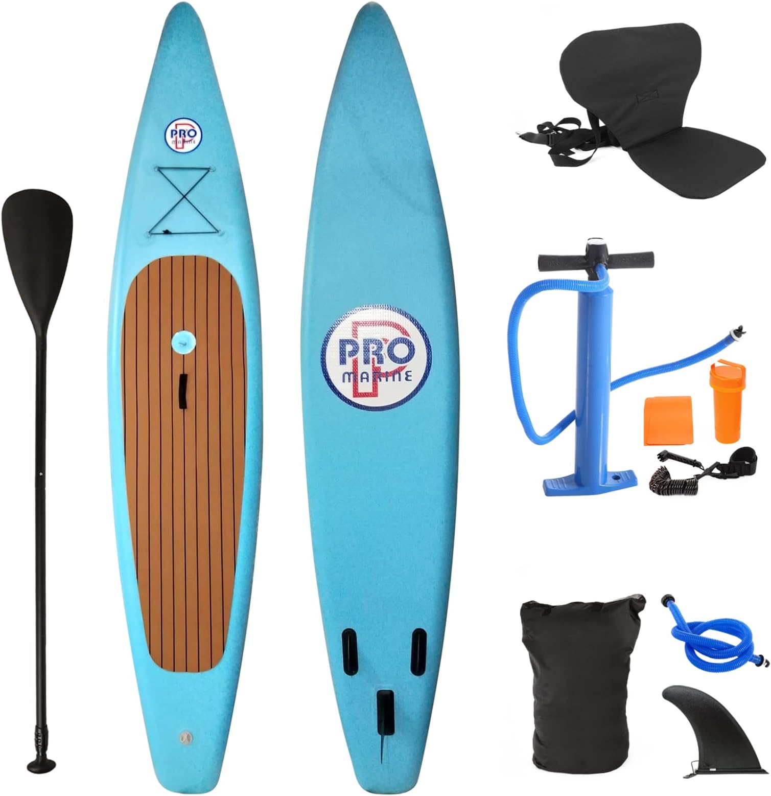Inflatable Stand Up Paddle Board 149.6"*31.9"*3.9" SUP Accessories & Backpack, Non-Slip Paddle Board, Leash, Paddle, Waterproof Backpack, Kayak Seat, Hand Pump, Repair kit for Youth & Adult