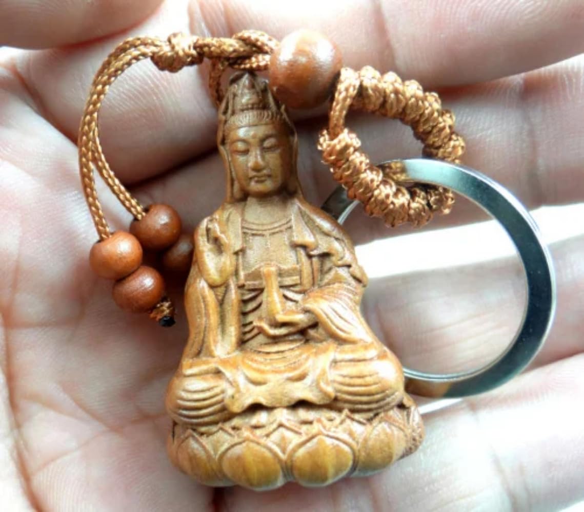 Naturalne drewno mahoniowe trójwymiarowe grawerowanie Guanyin