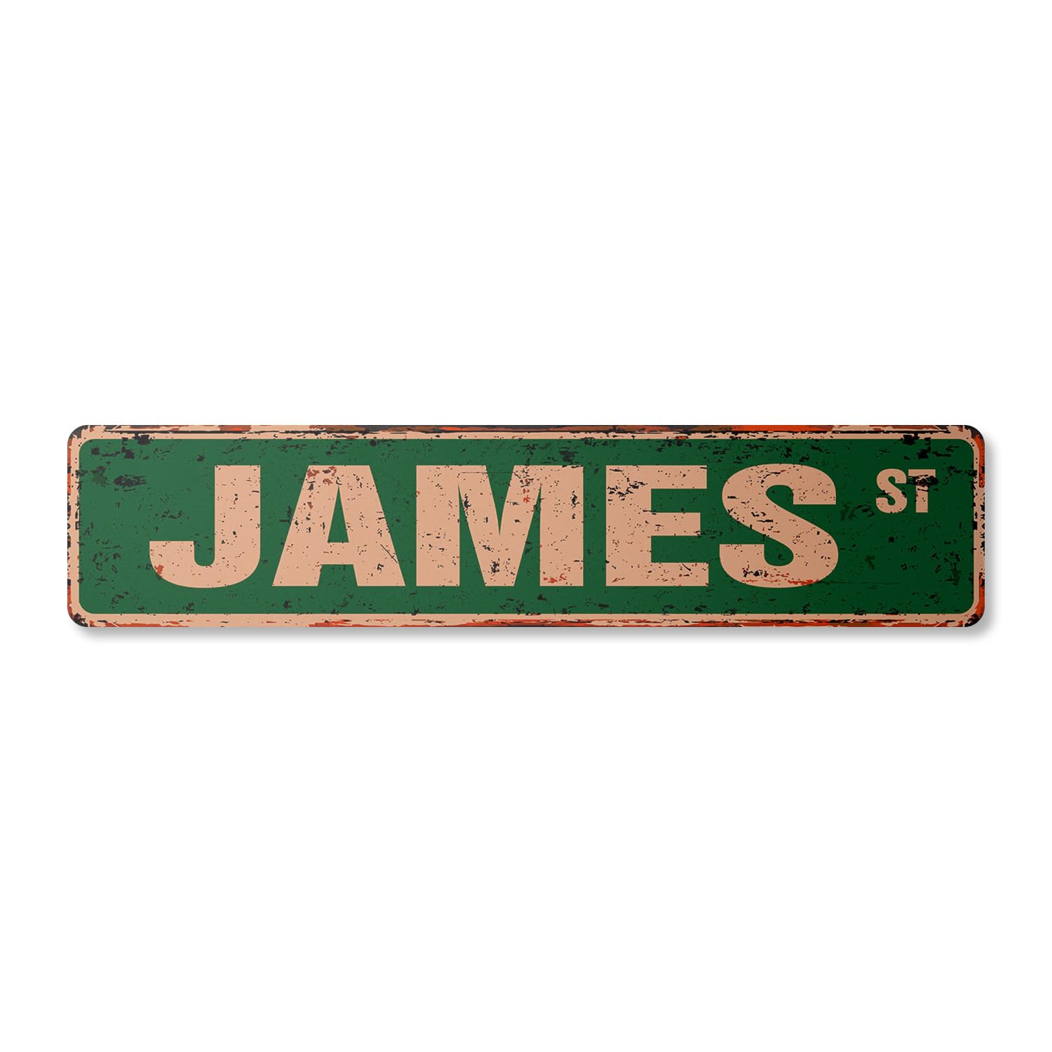 JAMES Vintage Aluminum Street Sign Childrens Name Room Metal Sign rustic metal tin | Indoor/Outdoor | 24" Wide