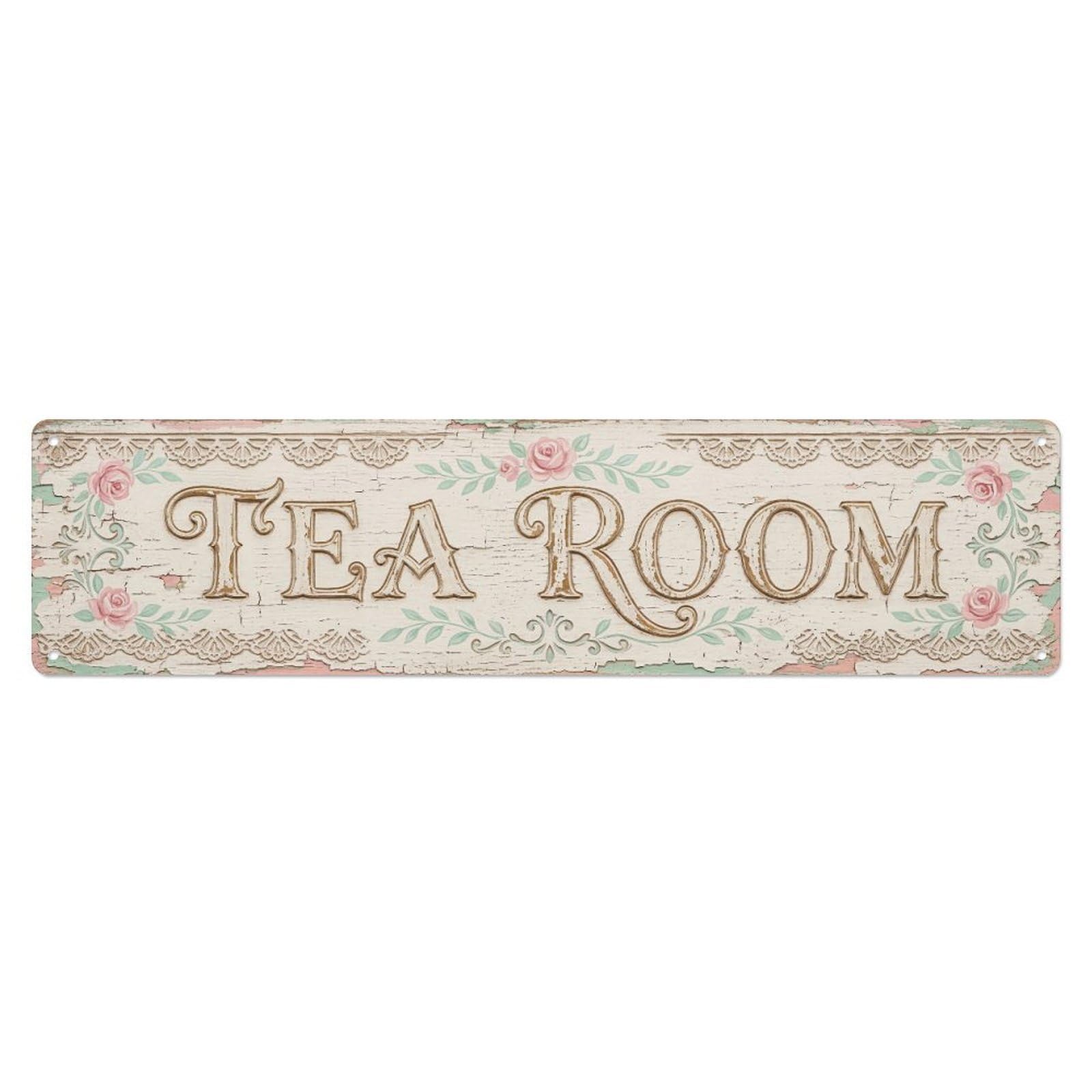 Tea Room Metal Tin Skinny Sign Plaque Wall Decor for Cafe, Club Bar, Office, Home Garden Metal Poster 4x16Inch