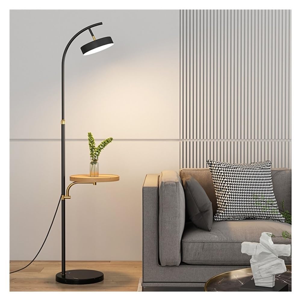 Jian1004 Floor Lamp, Marble Arched Floor Lamp with Table, 360° Rotatable Shade for Living Room Office(Natural)