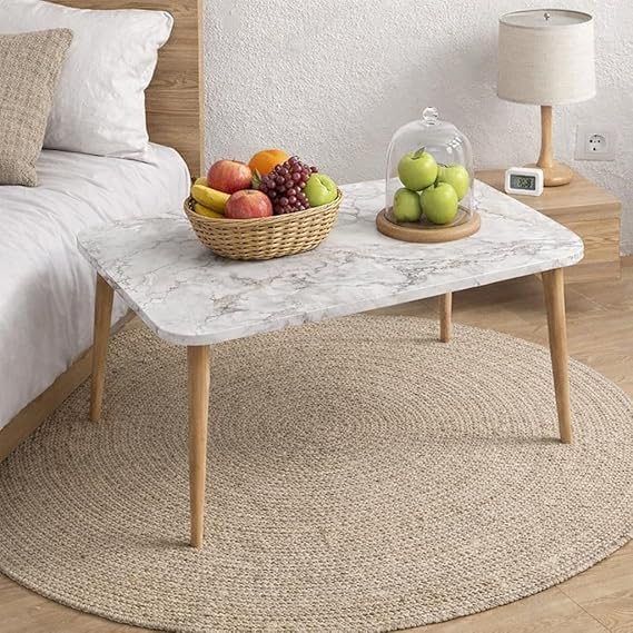 Image of Rectangular Modern Coffee Tables Modern Nesting Table Nightstand and Accent Tables Stacking Side Table for Living RoomEnd Tables Easy Assembly (White)