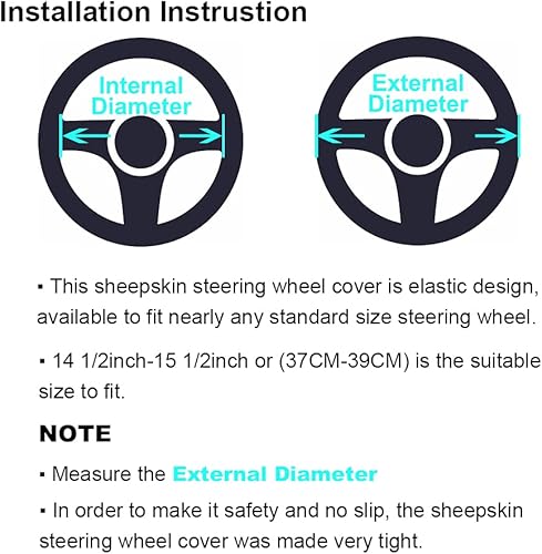Miniatura 17 de OGLAND - Funda de volante de piel de oveja de felpa suave y esponjosa, para vehículo universal, mujeres y hombres, 14,5-15,5 pulgadas, accesorios