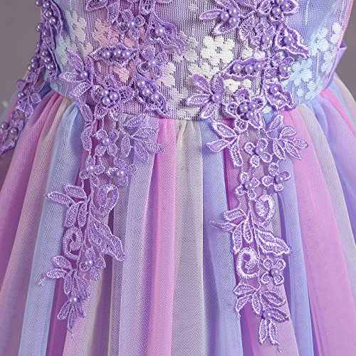 Flower Girl Lace Dress for Kids Wedding Bridesmaid Pageant Party Formal Long Gown 1st Communion Ruffle Tulle Dresses4