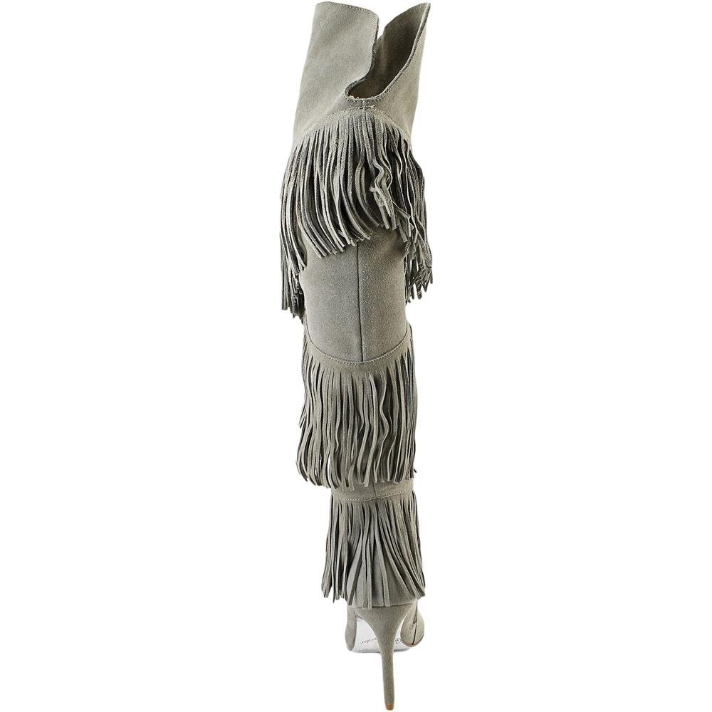 Kristin Cavallari Women's Chance Over The Knee Fringe Boot Grey Boot 7.5 M